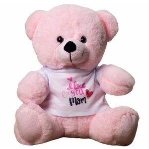 Teddy Bear Stuffed Animal I Love You Mom T-Shirt Plush Toy Gift For Mothers , 9"